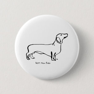 Badge Rond 5 Cm Art Dachshund Minimaliste - Votre texte, votre sty