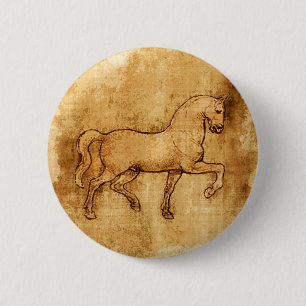 Badge Rond 5 Cm Art de cheval de Leonardo da Vinci