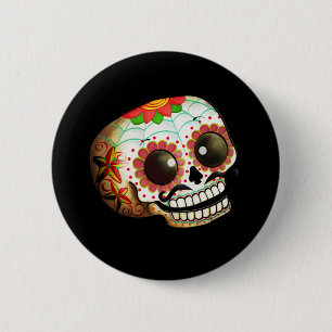 Badge Rond 5 Cm Art de crâne de Dia de Los Muertos Sugar