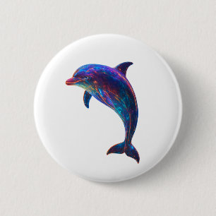Badge Rond 5 Cm Art de dauphin lumineux