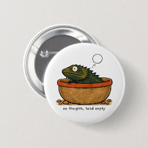 Badge Rond 5 Cm Art de dragon barbu sans pensées tête vide