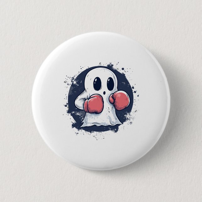 Badge Rond 5 Cm Art de fantôme de boxe mignon  (Devant)