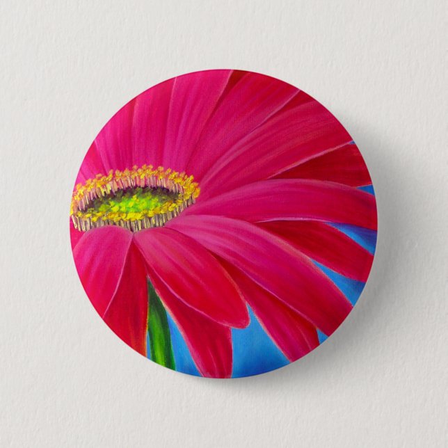BADGE ROND 5 CM ART DE FLEUR DE MARGUERITE - MULTI (Devant)