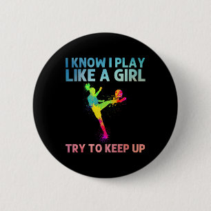 Badge Rond 5 Cm Art de football drôle pour femmes filles joueuses