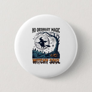 Badge Rond 5 Cm Art de Halloween ensorcelé Gravure vintage Scène d