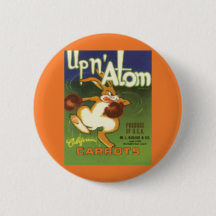 Badge Rond 5 Cm Art de l'étiquette vintage Lapin de boxe, Carottes