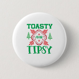 Badge Rond 5 Cm Art de Noël Toasty et pompette