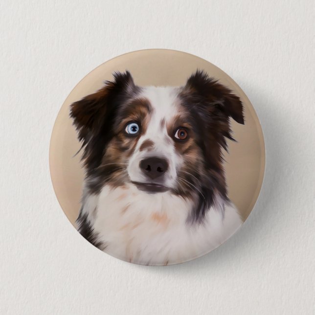 Badge Rond 5 Cm Art de peinture à l'huile de chien berger australi (Devant)