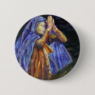 Badge Rond 5 Cm Art de peinture de chapelet de Mary de grêle