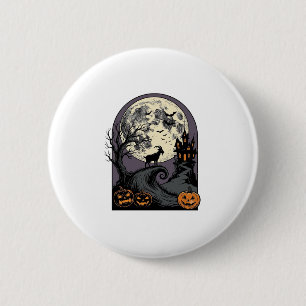 Badge Rond 5 Cm Art de silhouette d'Halloween vintage de lune de c
