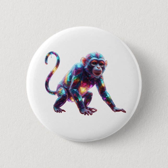 Badge Rond 5 Cm Art de Singe de Cristal (Devant)
