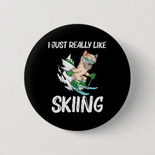 Badge Rond 5 Cm Art de ski drôle pour hommes femmes skieur de ski