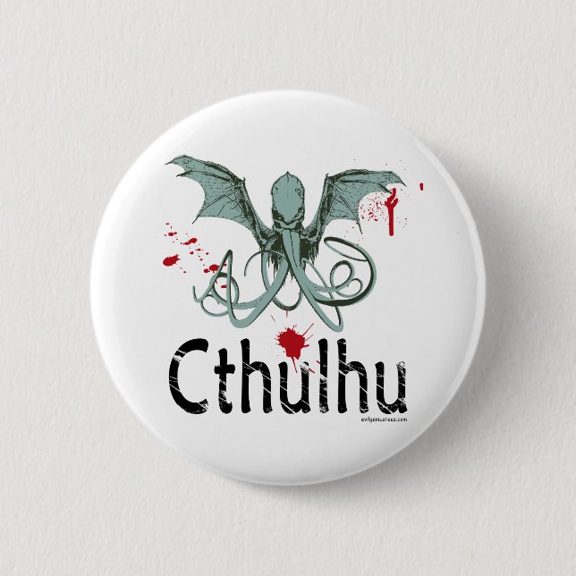 Badge Rond 5 Cm Art de vecteur d'horreur de Cthulhu (Devant)
