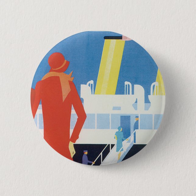 Badge Rond 5 Cm Art Deco Belgian Ferry Poster (Devant)