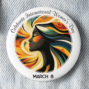 Badge Rond 5 Cm Art déco blanc célèbre la Journée internationale d