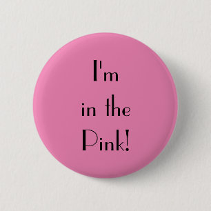 Badge Rond 5 Cm Art déco dans le texte rose