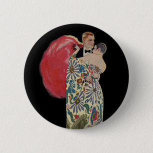 Badge Rond 5 Cm Art déco dansant, Amour et Romance Vintage