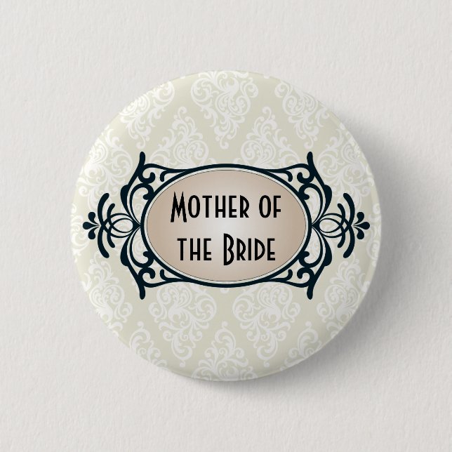 Badge Rond 5 Cm Art déco épousant la partie nuptiale (Devant)