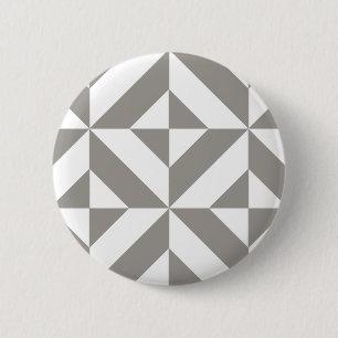 Badge Rond 5 Cm Art Déco Géométrique Gris Argent