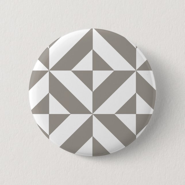 Badge Rond 5 Cm Art Déco Géométrique Gris Argent (Devant)