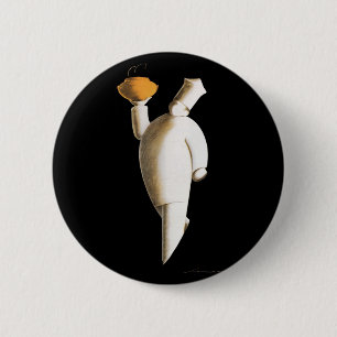 Badge Rond 5 Cm Art Déco Restaurant Chef, Affaires Vintages