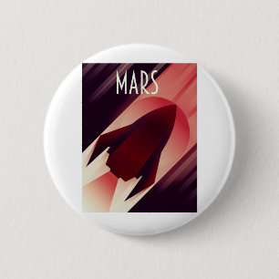 Badge Rond 5 Cm Art déco vaisseau spatial Mars art spatial