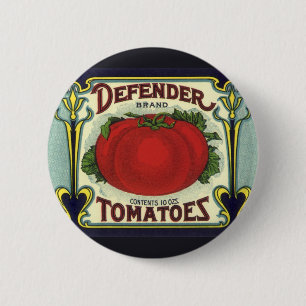 Badge Rond 5 Cm Art d'étiquette de caisse de fruits vintage, Tomat