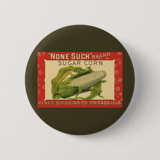 Badge Rond 5 Cm Art d'étiquette de légume vintage, None Such maïs