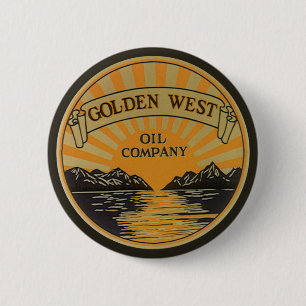 Badge Rond 5 Cm Art d'étiquette de produit vintage, Golden West Oi