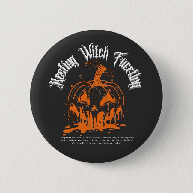 Badge Rond 5 Cm Art d'Halloween Citrouille éffrayant (Devant)