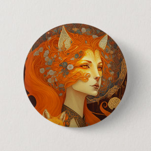 Badge Rond 5 Cm Art d'Imaginaire féminin Fox