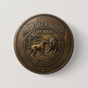 Badge Rond 5 Cm Art du chien de Rhodes à crête dorsale Lion