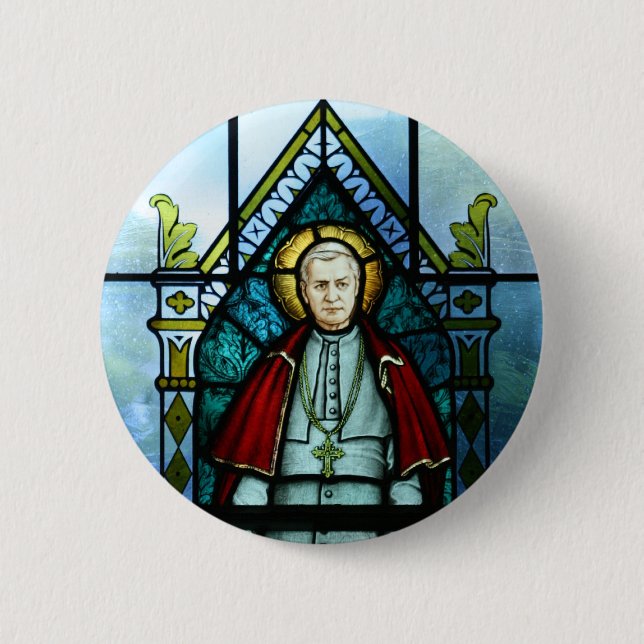 Badge Rond 5 Cm Art en verre souillé de pape Saint Pius X (Devant)