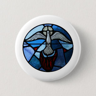 Badge Rond 5 Cm Art en verre souillé de Saint-Esprit