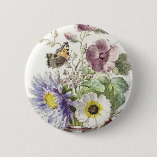 Badge Rond 5 Cm Art floral papillon vintage de William van Leen