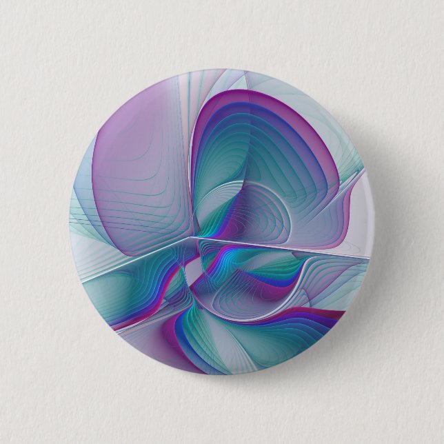 Badge Rond 5 Cm Art Fractal Abstrait rose bleu turquoise (Devant)