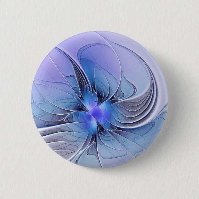 Badge Rond 5 Cm Art fractal moderne abstrait bleu lavande (Devant)