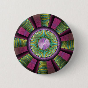 Badge Rond 5 Cm Art Fractal Moderne Rond Et Coloré