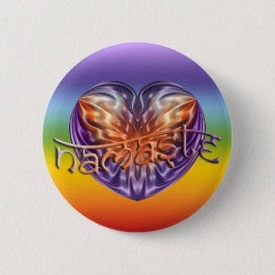 Badge Rond 5 Cm ART Heart NAMASTE   couleur chakren