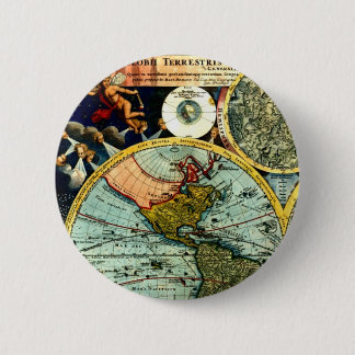 Badge Rond 5 Cm Art historique de carte de globe vintage antique