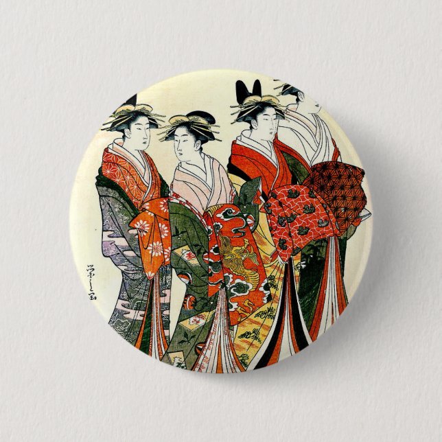 BADGE ROND 5 CM ART JAPONAIS DE CRU DE GEISHA (Devant)