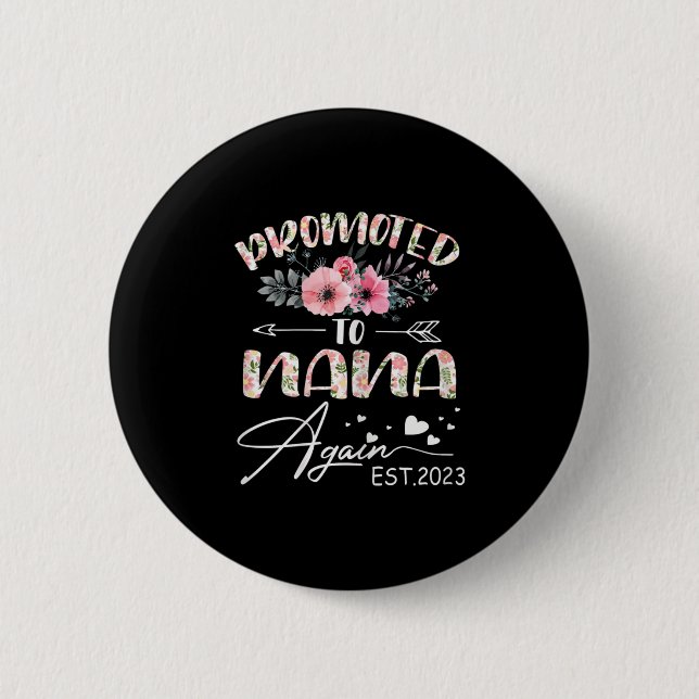 Badge Rond 5 Cm Art Mère | Promu À Nouveau À Nana 2023 Floral (Devant)