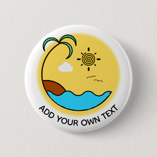 Badge Rond 5 Cm Art moderne Emblème de plage d'été Texte personnal