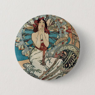 Badge Rond 5 Cm Art Nouveau du Monaco Monte Carlo de ~ d'Alphonse