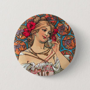 Badge Rond 5 Cm Art Nouveau - Mucha - annonce de parfum