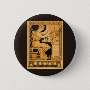 Badge Rond 5 Cm Art Nouveau vintage, l'amour conquiert tous les sc
