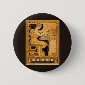 Badge Rond 5 Cm Art Nouveau vintage, l'amour conquiert tous les sc