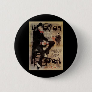 Badge Rond 5 Cm Art Nouveau vintage Le Grillon, Bière Boire Homme