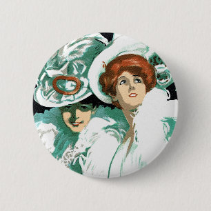 Badge Rond 5 Cm Art Nouveau vintage, mode italienne, femmes élégan