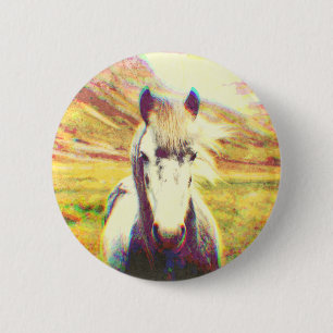 Badge Rond 5 Cm Art numérique du cheval d'Islande